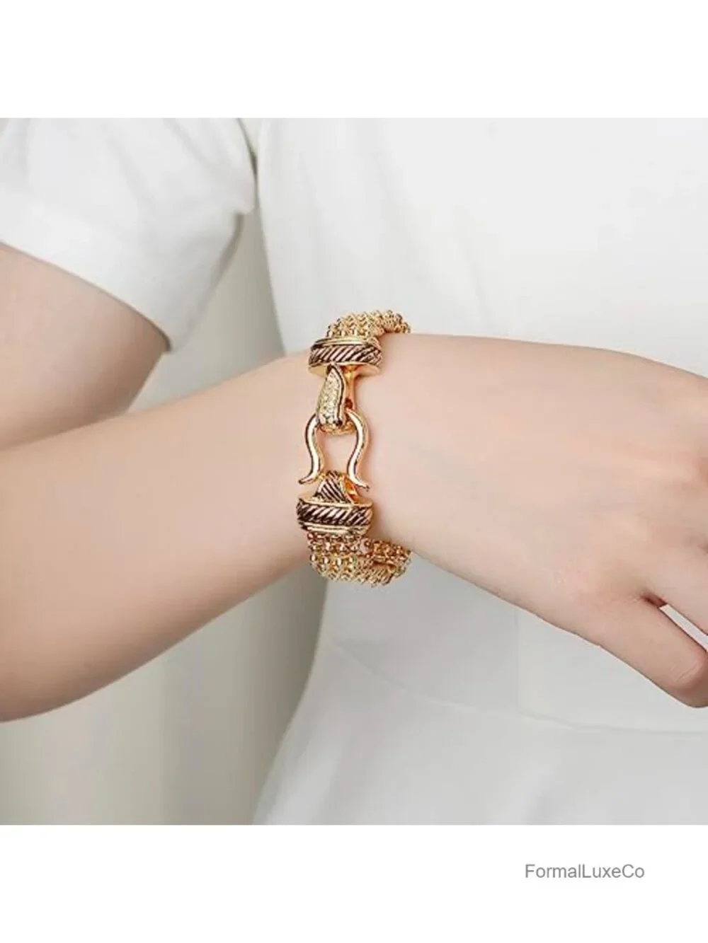 Vintage Cable Chain Bracelet Gold Plated Magnetic Clasp Women